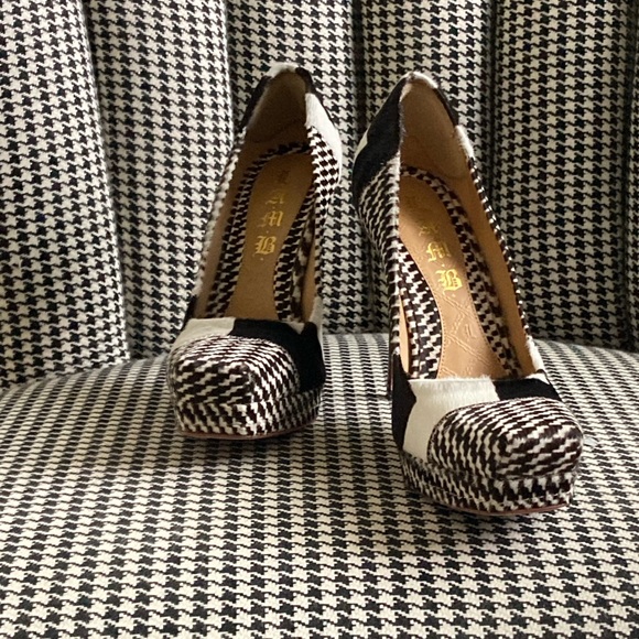 L.A.M.B. Shoes - L.A.M.B Houndstooth Juva Calf Hair platform Heels, ORG Box&Dust bag!